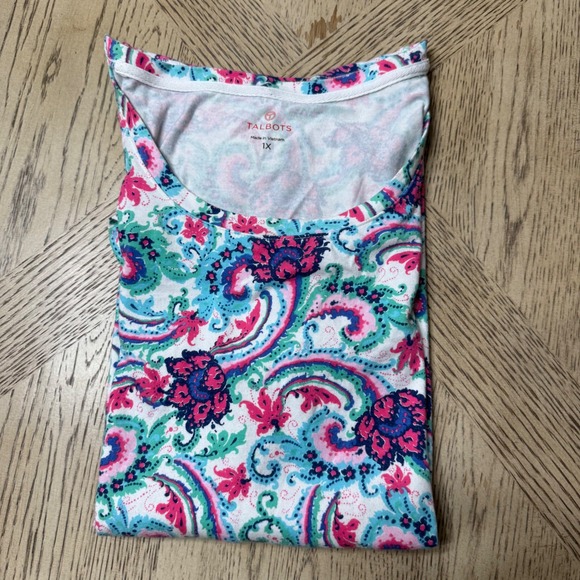 Talbots Tops - Talbots Women's 1X Paisley Floral Print Short Sleeve T-Shirt Top‎ Blouse